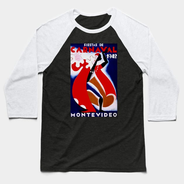 Montevideo - Vintage Travel Poster Baseball T-Shirt by Culturio